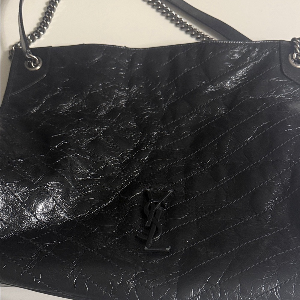 Yves Saint Laurent Black Textured Shoulder Bag